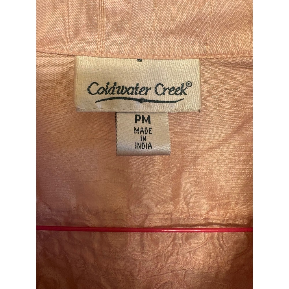 Coldwater Creek Vintage 100% Silk Embroidered Jacket Peach Pink - Petite Med